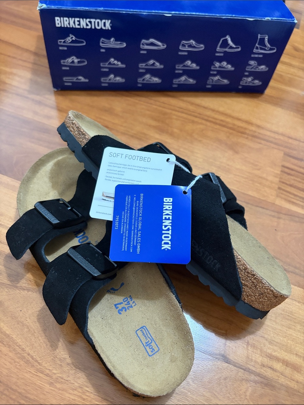 Birkenstock Suede Arizona 37 soft footbed BLACK Birkenstock Arizona Suede Sandal